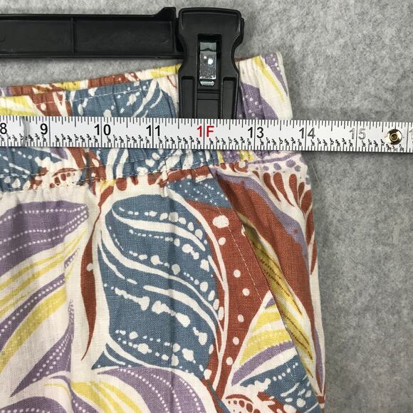 C&C California Pants Womens Medium Linen Wide Leg Crop Flowy High Rise Tropical - Picture 5 of 11